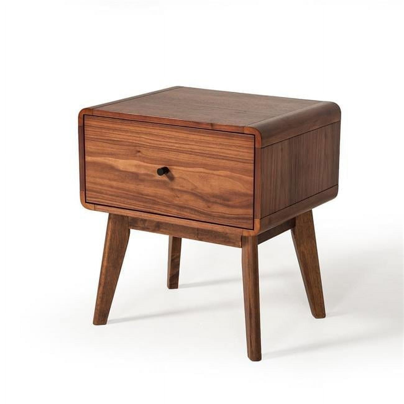 Mid-Century Modern Walnut Nightstand with Spacious Drawer