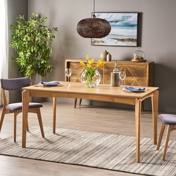 Modern Mid-century Side Table, Rubberwood Structure, Faux Wood Panel, Natural Oak Hue, 4-6 Object Capacity Desk, Person Desk