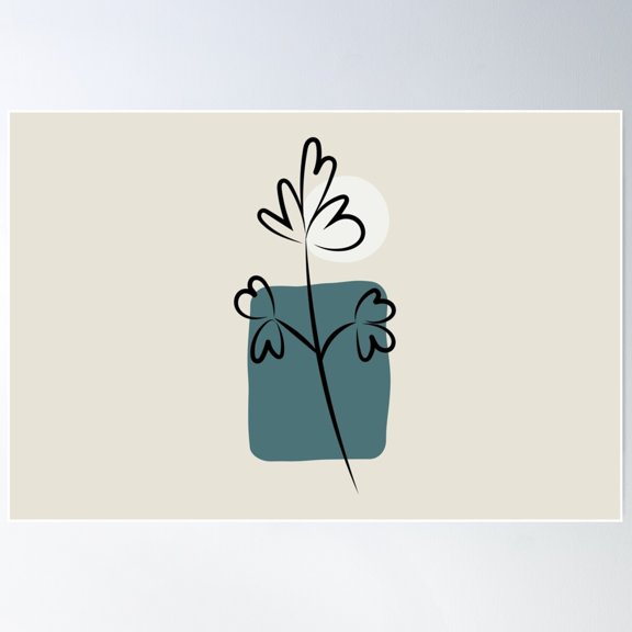 Modern Midcentury Botanical Leaf Plant Shape Graphic Design 2 2023 Coty Vining Ivy Ppg1148-6 Accents Poster Wall Art, Modern Wall Decor For Living Room Bedroom, 24x36 UNFRAMED