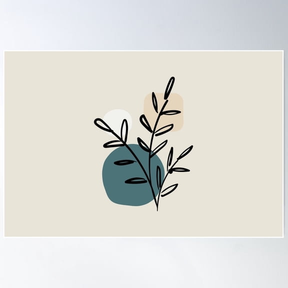 Modern Midcentury Botanical Leaf Plant Shape Graphic Design 2023 Coty Vining Ivy Ppg1148-6 Accents Poster Wall Art, Modern Wall Decor For Living Room Bedroom, 24x36 UNFRAMED