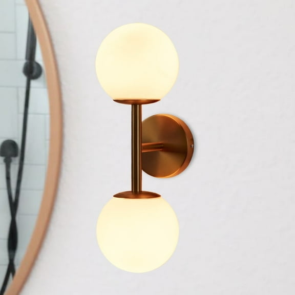 Modern Milk Glass Shade Double Sconce , Bathroom Wall Sconces , Vanity Sconce Light , Kitchen Wall Lights