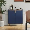 thumbnail image 1 of Modern Mini Bar Cabinet for Home - Coffee Station & Liquor Storage with Drawer, Blue, 1 of 8