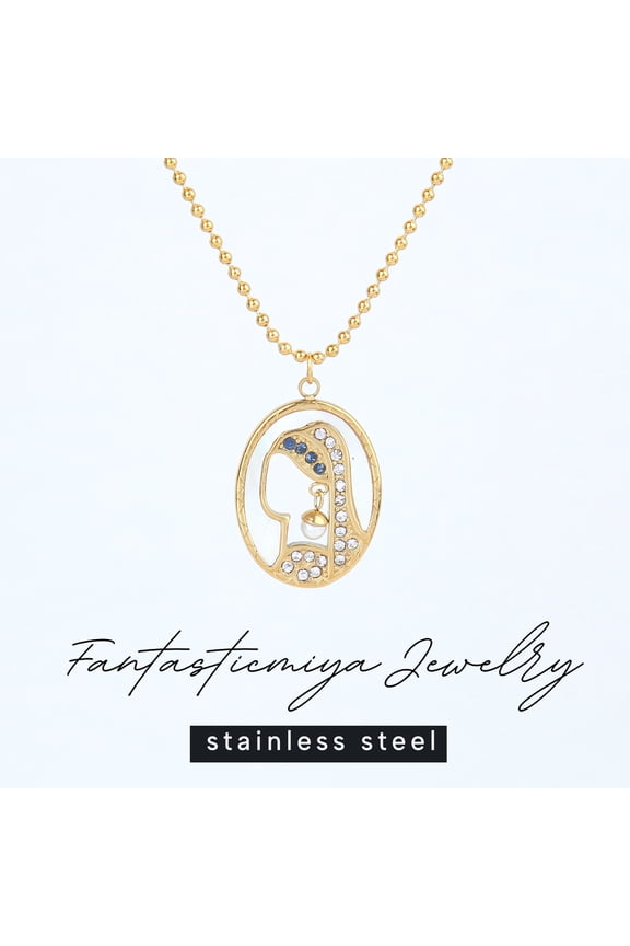 Modern Mini Bead Chain Necklace with Hollow Pendant - Inspired by the Art ,Stainless Steel, A Classic Abstract Design, Fashion Jewelry for Daily Wear