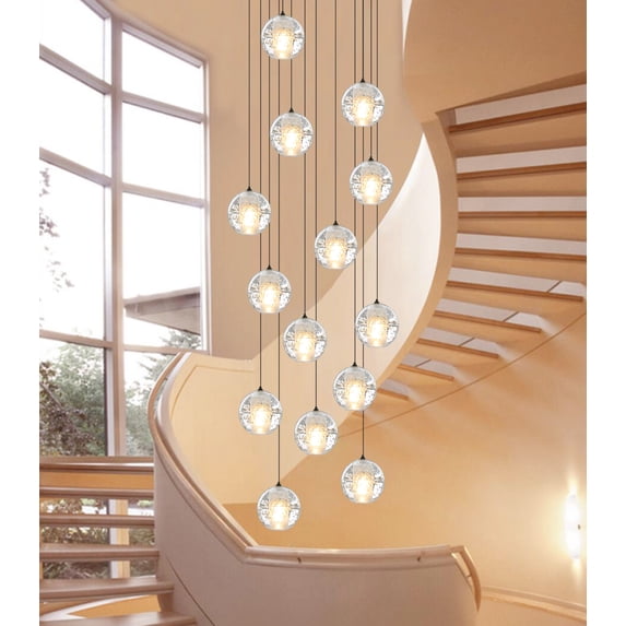 Modern Mini Crystal Chandelier for Entryway Living Room Chandelier LED Pendant Light Fixture for Living Dinning Room, Flush Mount High Ceiling Light Fixtures for Bedroom(LED Bulbs Included, 14 Lights)