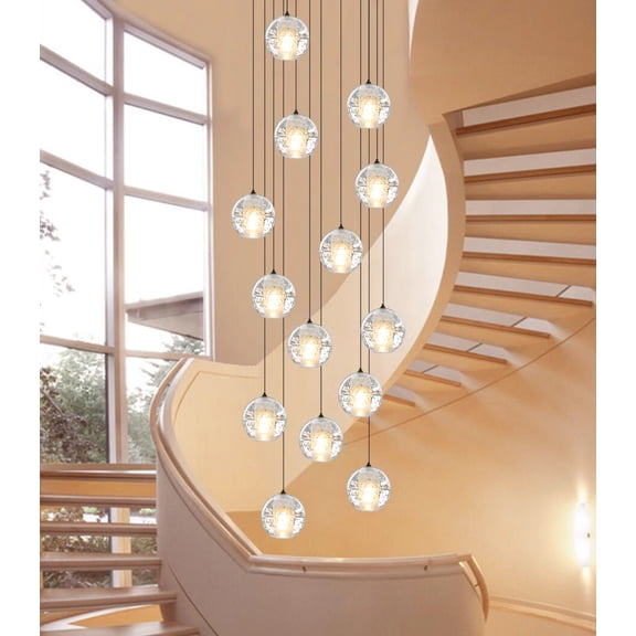 Modern Mini Crystal Chandelier for Entryway Living Room Chandelier LED Pendant Light Fixture for Living Dinning Room, Flush Mount High Ceiling Light Fixtures for Bedroom(LED Bulbs Included, 14 Lights)