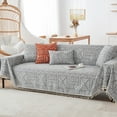 thumbnail image 1 of Modern Minimalism Couch Cover, Boho Furniture Sofa Slipcover, Chenille Sofa Covers, L Shape Couch Cover with Tassel, Washable Couch Covers (Gray 71" x 150"), 1 of 7