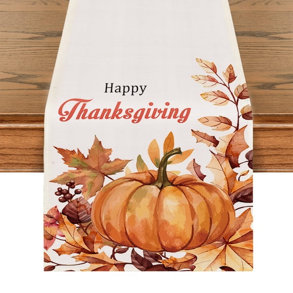 Modern Minimalism Thanksgiving Table Runner, Pumpkin Autumn Leaf Table Throw Tablecloth, Kitchen Dining Living Room Show Wedding Party Decor