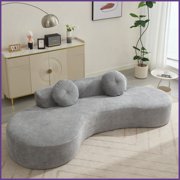 Modern Minimalist 105.5 Curved Sofa - Point-Shaped Corduroy with 2 Pillows for Living Room/Bedroom, No Assembly Required