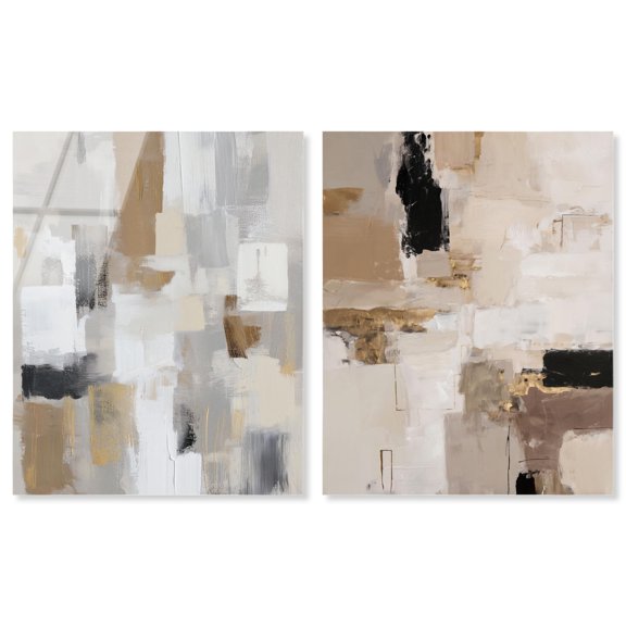 Modern Minimalist Abstract Pair Acrylic Print Boho Wall Decor Set by Art Remedy, Ready to Hang, 24 x 30