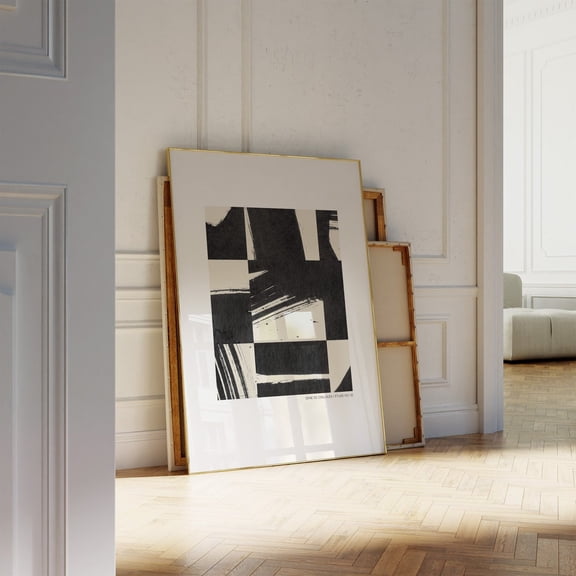 Modern Minimalist Abstract Poster Japandi Black and Neutral Collage Wall Decor, Unframed Paper Poster 8x10in