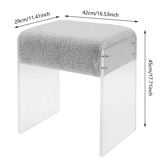 Modern Minimalist Acrylic Stool Chair, Makeup Stool Chair with Cushion Grey