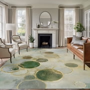 Modern Minimalist Art 5x7 Area Rug, Bohemia Polka Dot Pattern Watercolor Washable Non-Slip Soft Rugs, Low-Pile Large Carpet for Living Room Bedroom Dining Room, Non-Shedding Accent Rug