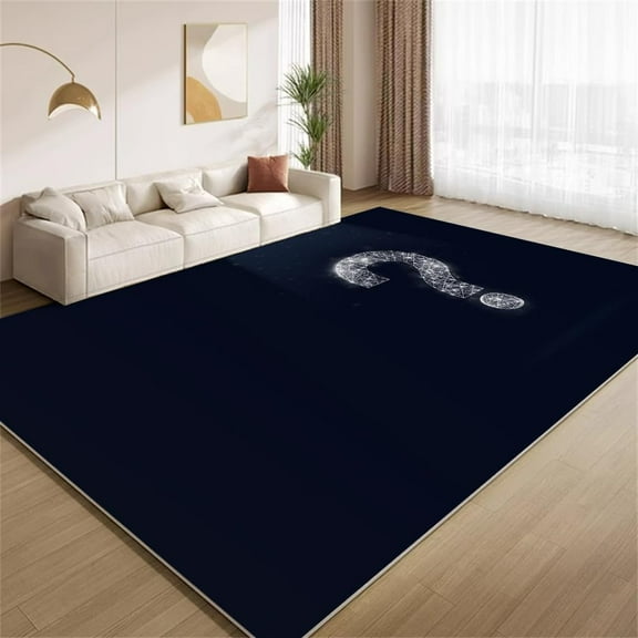 Modern Minimalist Art Area Rugs, Question Mark Creative Design Carpet, Non Slip Low Pile Washable Indoor Rug for Living Room Bedroom Gameroom Study Office Entrance 2x3ft