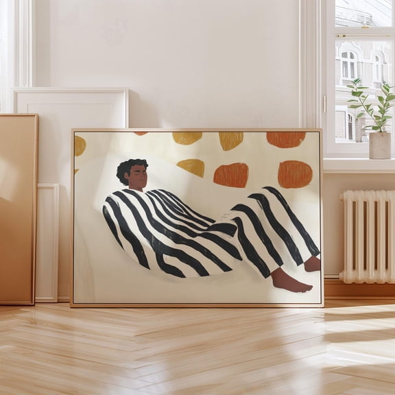 Modern Minimalist Art Print, Black And White Striped Abstract Design, Bold Figure Cozy Aesthetic, Artwork Wall Art, Modern Wall Decor, 8x12 UNFRAMED