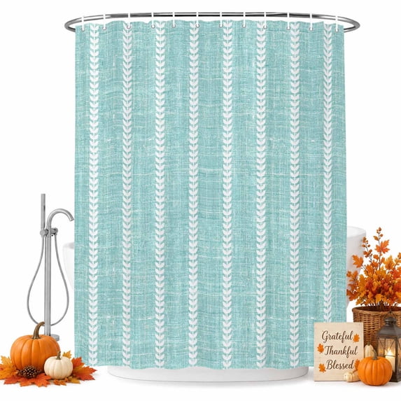 Modern Minimalist Art Shower Curtain Set - Extra Long 72" x 96" Washable Bathtub Curtain with 12 Hooks, Bohemia Vertical Lines Green Waterproof Fabric Stall Shower Curtains for Bathroom Décor
