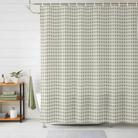Modern Minimalist Art Shower Curtains for Bathroom, Rustic Polka Dots Farmhouse Green Waterproof Fabric Shower Curtain, Decorative Bathroom Curtain for Bathtub, 72"x72", No Hooks Included