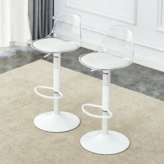 Modern Minimalist Bar Chairs and Bar Stools. Can Rotate 360 ° and Adjust Lifting. PET Backrest and PU Seats. Set of 2. Suitable for Bars, Restaurants, and Front Desk Cashiers.