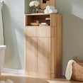 thumbnail image 1 of Modern Minimalist Bathroom Cabinet with Adjustable Shelf, Sliding Drawer and Magnetic Push Latch, Wooden Storage Cabinet for Bathroom, Living Room and Kitchen, Natural Oak, 1 of 16