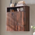 thumbnail image 1 of Modern Minimalist Bathroom Medicine Cabinet with Adjustable Shelf, Sliding Drawer and Magnetic Push Latch, Above Toilet Wall Mounted Hanging Storage Cabinet, Brown, 1 of 13