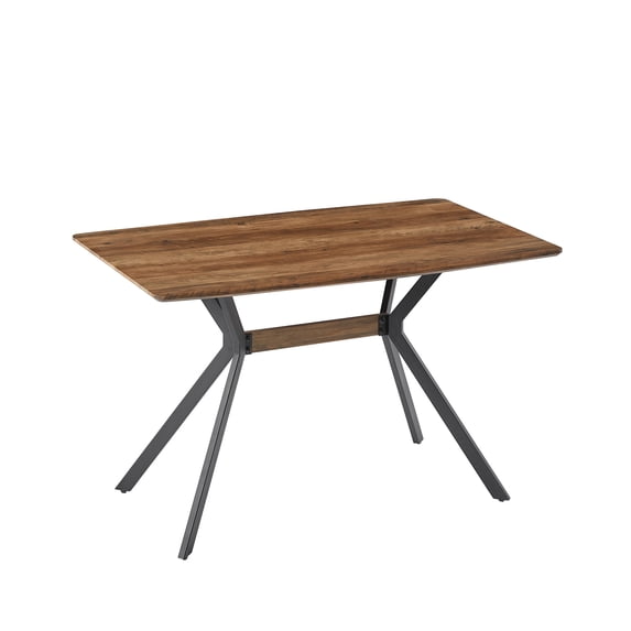 Modern Minimalist Black Metal Dining Table 47.24x28.74x29.92 Inch Kitchen Office Table with Beveled Edges - Stylish Design for Home Decor
