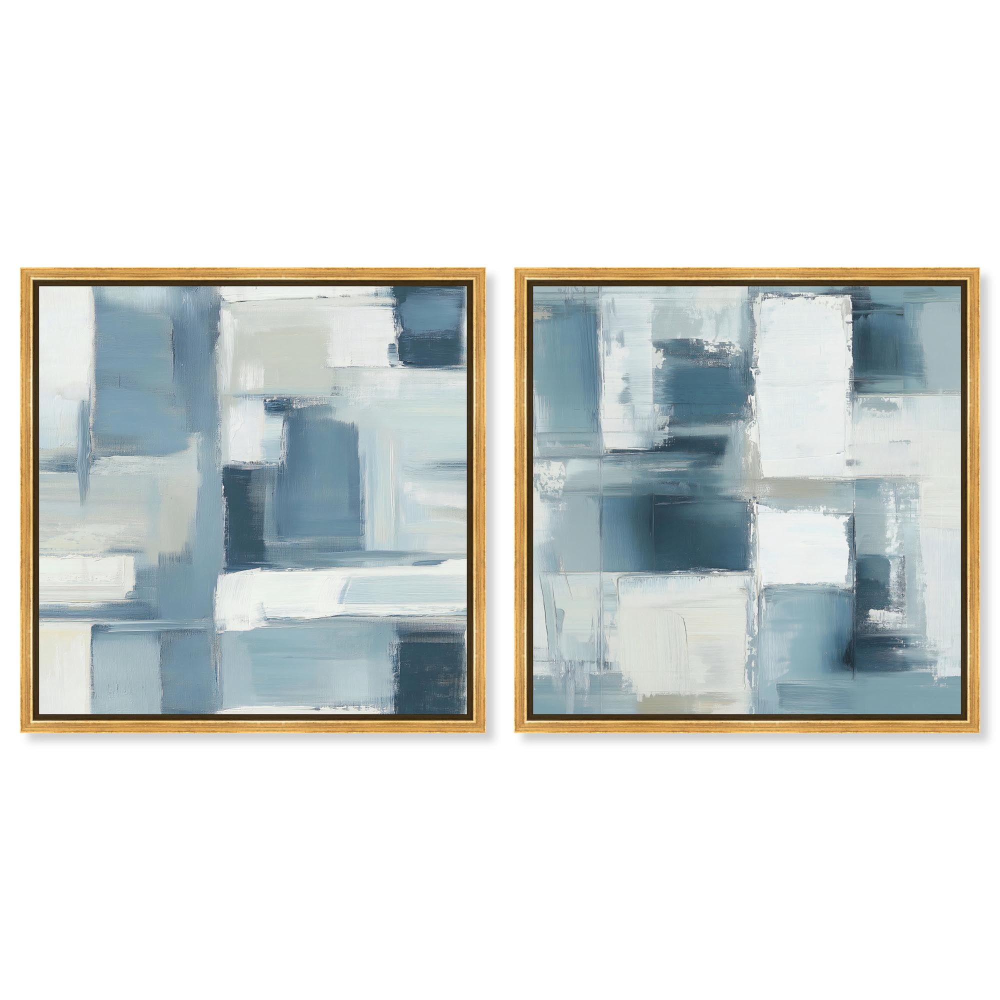 Modern Minimalist Blue Abstract Pair 2 Panel Set Canvas Print Abstract ...