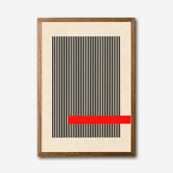 Modern Minimalist Canvas Wall Art, Black and White Striped Abstract Print, Red Line Geometric Design, Contemporary Home Decor