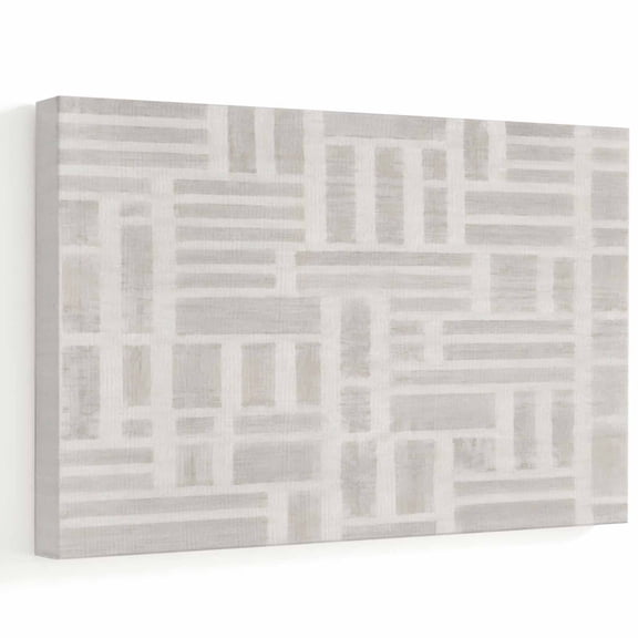 Modern Minimalist Canvas Wall Art, Neutral Grey Beige Abstract Block Wall Art Prints Artwork Framed Canvas Ready to Hang Art Pictures for Bathroom, Dressing Table, Entryway 12" x 8"