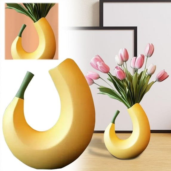 Elegant Ceramic Flower Vase - Modern Minimalist Tabletop Ornament for Home Living Room Centerpiece Decorative Display for Flowers and