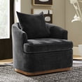 thumbnail image 1 of Tina's Home Modern Minimalist Chenille Fabric Swivel Accent Chair with Lumbar Pillow Black, 1 of 6