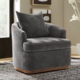 thumbnail image 1 of Tina's Home Modern Chenille Swivel Accent Chair Set of 2, 360° Barrel Chairs with Lumbar Pillow Gray, 1 of 6