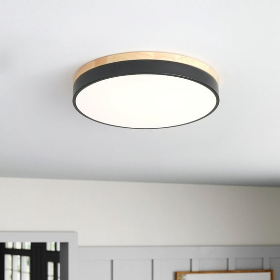 Modern Minimalist Close to Ceiling Lighting, Wood LED Flush Mount Ceiling Light for Bedroom Kitchen Hallway