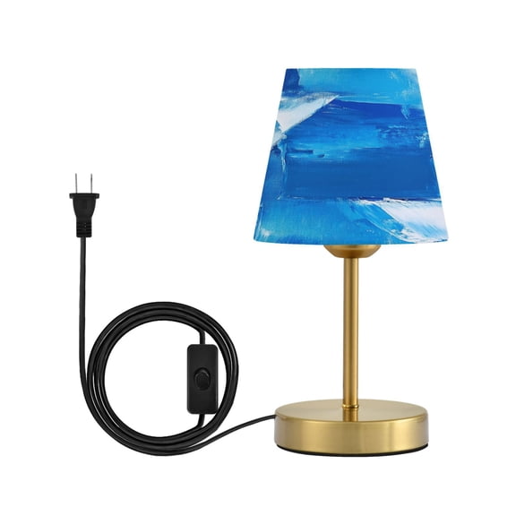 Modern Minimalist Cone Desk Lamp Antique Bronze Base & Linen Shade Bedside Table Lamp for Bedroom Living Room, Office, Dorm An Acrylic on Canvas Painting Small