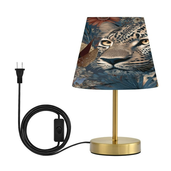 Modern Minimalist Cone Desk Lamp Antique Bronze Base & Linen Shade Bedside Table Lamp for Bedroom Living Room, Office, Dorm Attractive Tiger Head Medium