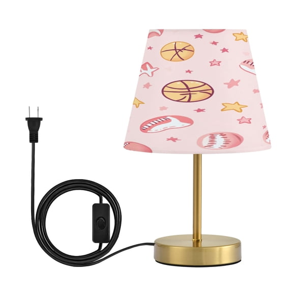 Modern Minimalist Cone Desk Lamp Antique Bronze Base & Linen Shade Bedside Table Lamp for Bedroom Living Room, Office, Dorm Basketballs and Baseballs Medium