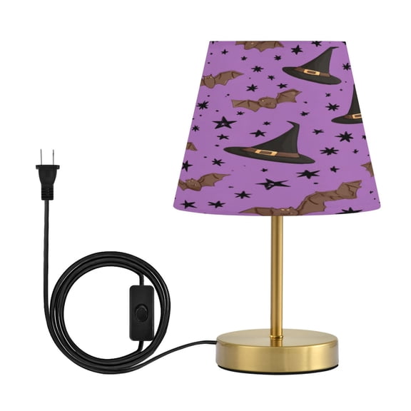 Modern Minimalist Cone Desk Lamp Antique Bronze Base & Linen Shade Bedside Table Lamp for Bedroom Living Room, Office, Dorm Black Hat and Brown Bat Medium