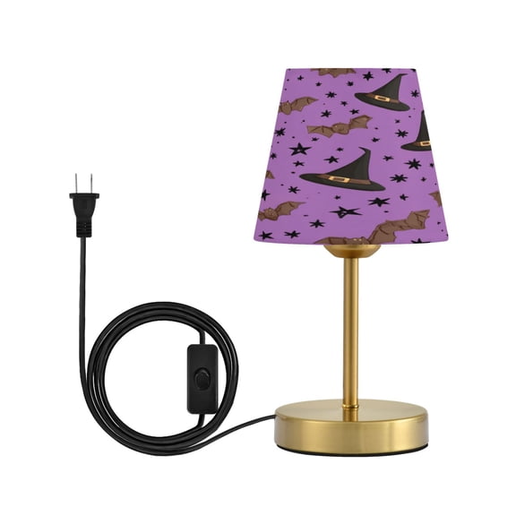 Modern Minimalist Cone Desk Lamp Antique Bronze Base & Linen Shade Bedside Table Lamp for Bedroom Living Room, Office, Dorm Black Hat and Brown Bat Small