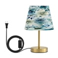 thumbnail image 1 of Modern Minimalist Cone Desk Lamp Antique Bronze Base & Linen Shade Bedside Table Lamp for Bedroom Living Room, Office, Dorm Blue and Green Flowers Medium, 1 of 7