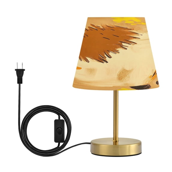 Modern Minimalist Cone Desk Lamp Antique Bronze Base & Linen Shade Bedside Table Lamp for Bedroom Living Room, Office, Dorm Brown and Yellow Colors Medium