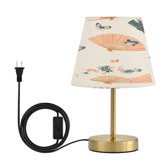 Modern Minimalist Cone Desk Lamp Antique Bronze Base & Linen Shade Bedside Table Lamp for Bedroom Living Room, Office, Dorm Chinese Fans Pattern Medium