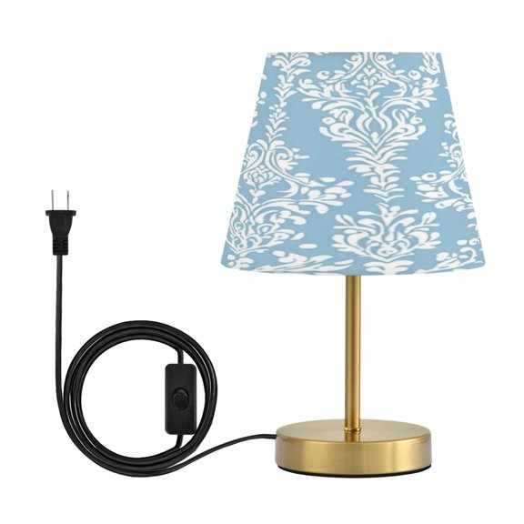 Modern Minimalist Cone Desk Lamp Antique Bronze Base & Linen Shade Bedside Table Lamp for Bedroom Living Room, Office, Dorm Intricate Floral Pattern Medium