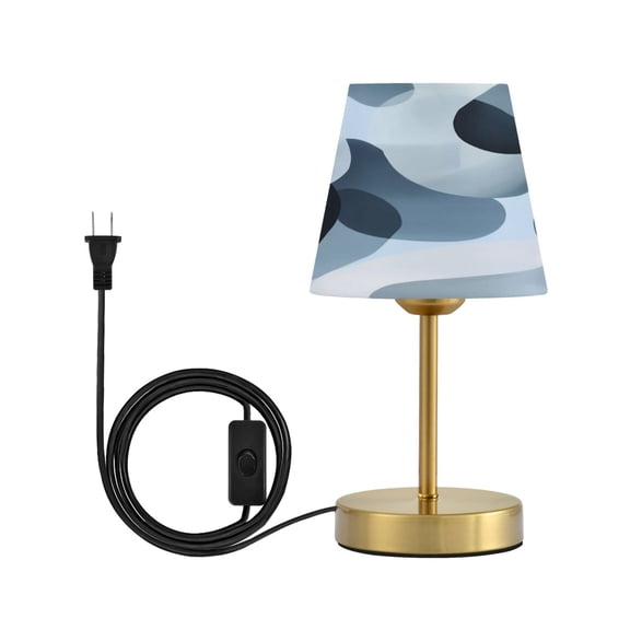 Modern Minimalist Cone Desk Lamp Antique Bronze Base & Linen Shade Bedside Table Lamp for Bedroom Living Room, Office, Dorm Off-white Circular Pattern Small