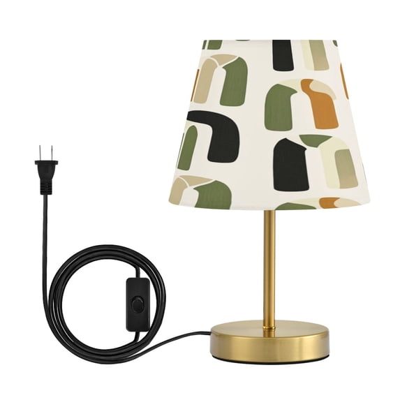 Modern Minimalist Cone Desk Lamp Antique Bronze Base & Linen Shade Bedside Table Lamp for Bedroom Living Room, Office, Dorm Arch Motif Medium