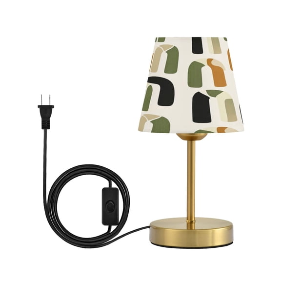Modern Minimalist Cone Desk Lamp Antique Bronze Base & Linen Shade Bedside Table Lamp for Bedroom Living Room, Office, Dorm Arch Motif Small