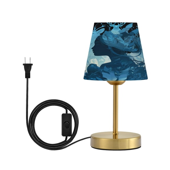 Modern Minimalist Cone Desk Lamp Antique Bronze Base & Linen Shade Bedside Table Lamp for Bedroom Living Room, Office, Dorm Earth Goddess Small