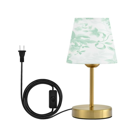 Modern Minimalist Cone Desk Lamp Antique Bronze Base & Linen Shade Bedside Table Lamp for Bedroom Living Room, Office, Dorm Mint Green Rabbits Small