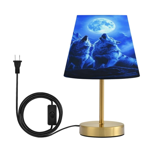 Modern Minimalist Cone Desk Lamp Antique Bronze Base & Linen Shade Bedside Table Lamp for Bedroom Living Room, Office, Dorm Two Howling Wolves Medium