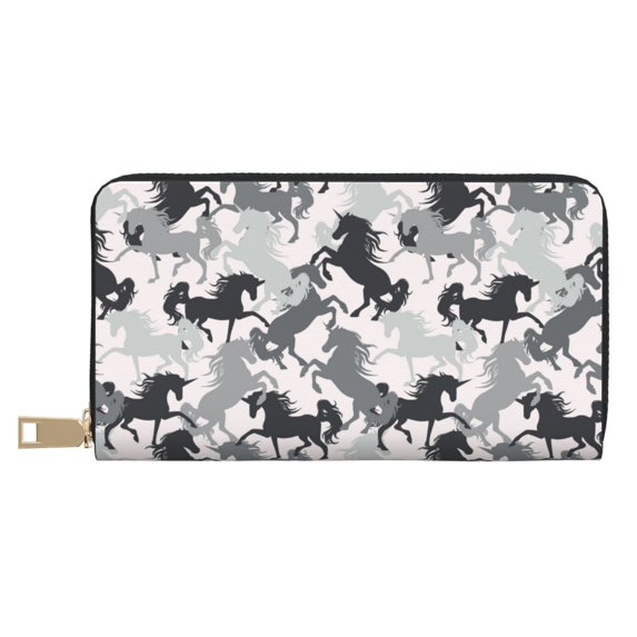 Modern Minimalist Cool Horse Wallet Women, Leather Bifold Multi Card Wallet, Women's Wallets, Long Purse