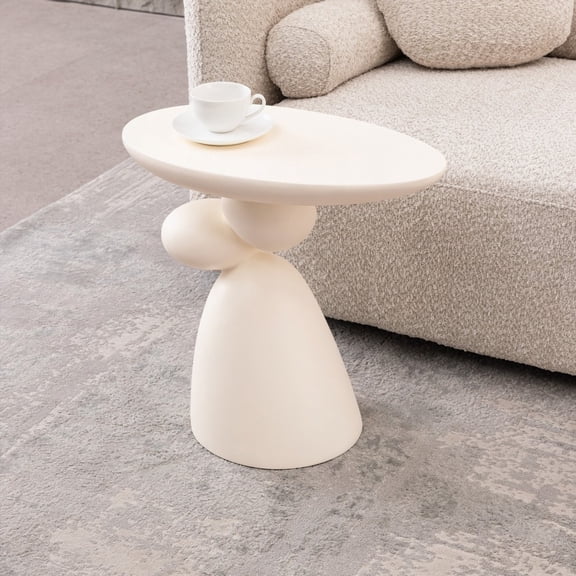 Modern Minimalist Corner Table - Lucky Stone End, Fiberglass Side, Decorative for Home & Bedroom