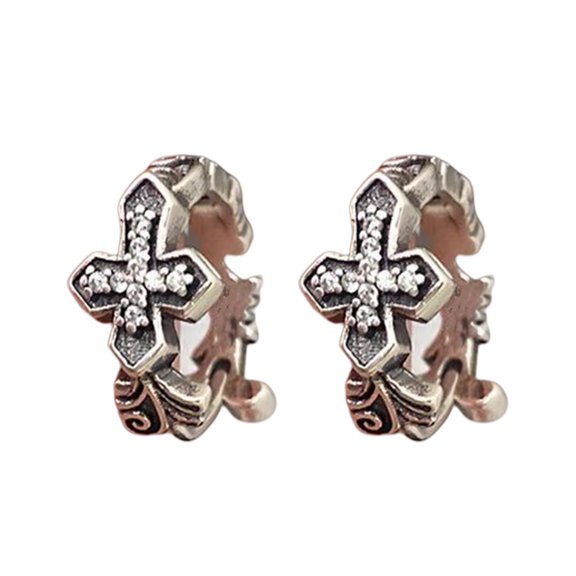 Modern Minimalist Crosses Ear Studs Men's Grunge Accessory Portable Alloy Construction Ideal For Music Festival Styles