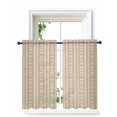 thumbnail image 1 of Modern Minimalist Curtains 45 Inch Length,Sheer Curtains for Bedroom Living Room Window Farmhouse Simple Lines Texture Beige Rod Pocket Drapes Kitchen Curtains Small Half Window 42"x45" 2 Panels, 1 of 7